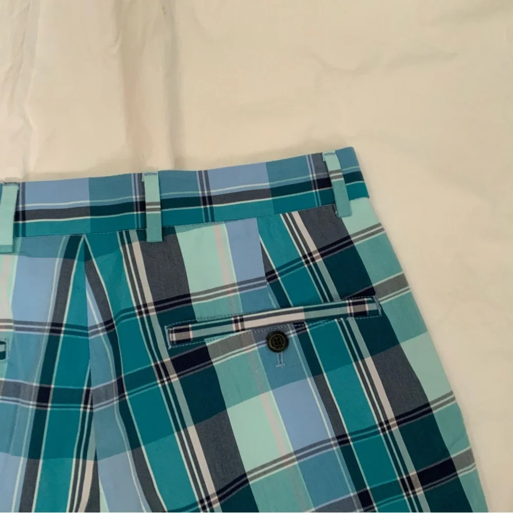 Brooks Brothers Shorts Men’s Size 32 Blue Plaid Chino Beach Boat Preppy Golf New